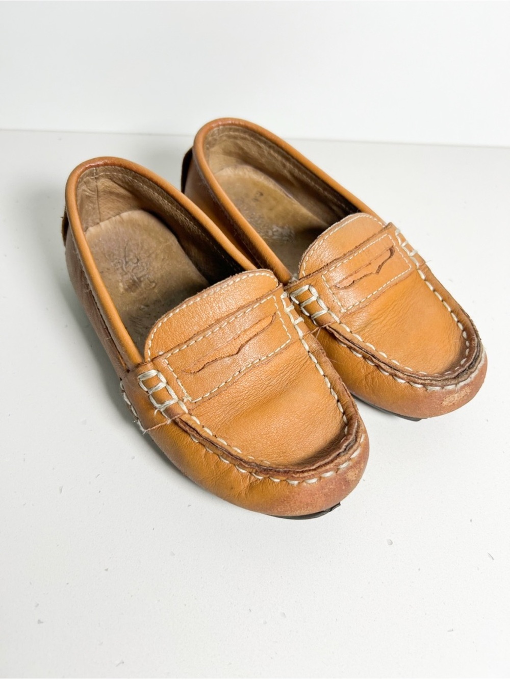 Polo Ralph Lauren Kids Size 8 Brown Leather Penny Loafers Moccasins